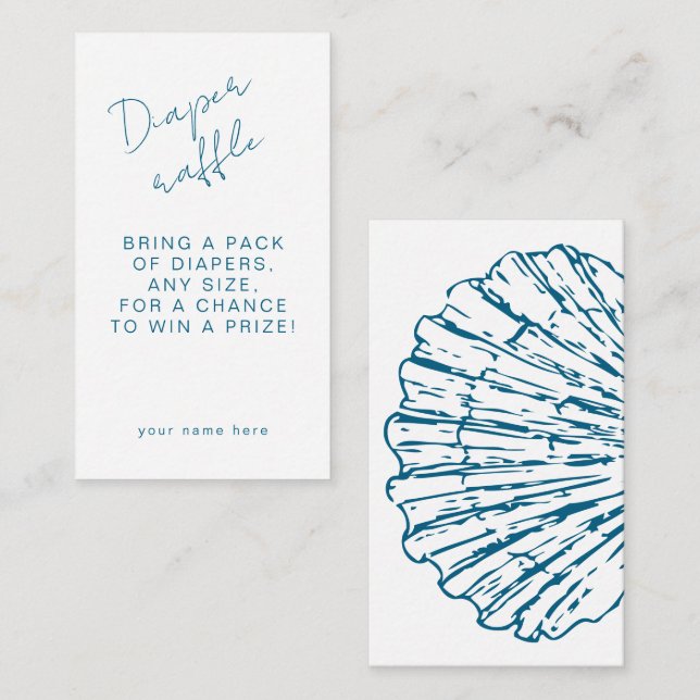 Carte D'accompagnement Déchets Raffle Océan Blue Scallop Baby Boy Douche (Devant / Derrière)