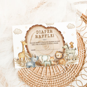 Carte D'accompagnement Déchets Raffle Safari Animaux Baby shower Rustique