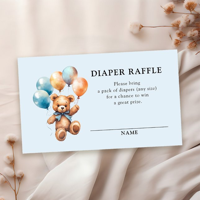 Carte D'accompagnement Déchets Raffle Teddy Bear Boy Baby shower bleu (Créateur téléchargé)