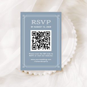 Carte D'accompagnement Déco moderne RSVP avec code QR   Dusty Blue