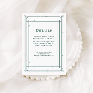 Carte D'accompagnement Déco moderne Vert et Mariage argenté Détails de la