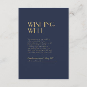 Carte D'accompagnement Déco type or Dark Navy Mariage Wishing well