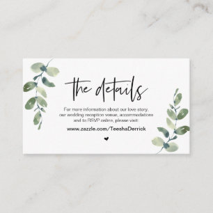 Carte D'accompagnement Décontractée verdure, police noire, Nos détails Ma