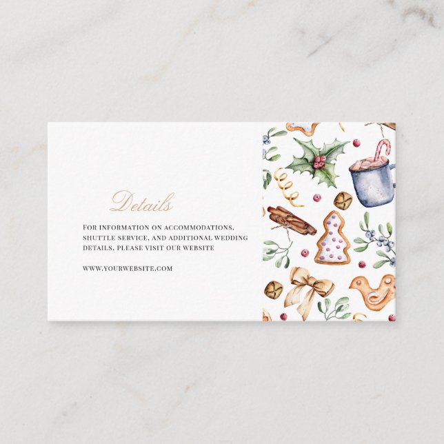 Carte D'accompagnement Décor de Noël élégant Détails d'hiver (Devant)