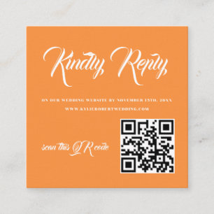 Carte D'accompagnement Décor moderne Orange QR RSVP