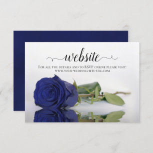 Carte D'accompagnement Deep Navy Blue Rose Elegant Wedding Website