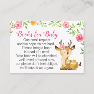 Carte D'accompagnement Deer Pink Floral Girl Books for Baby Book Request