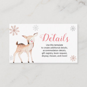 Carte D'accompagnement Deer Winter Onederland 1er Anniversaire Détails Ca