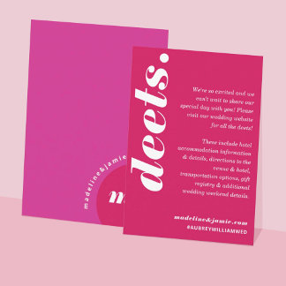 Carte D'accompagnement Deets Moderne Minimale Bold Rose Magenta Fun Retro