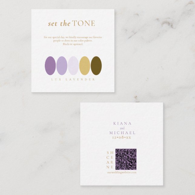 Carte D'accompagnement Définir la palette de couleurs Tone Lux Lavender I (Devant / Derrière)