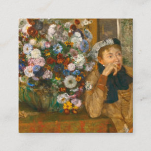 Carte D'accompagnement Degas Une Femme assise à côté d'un vase de fleurs