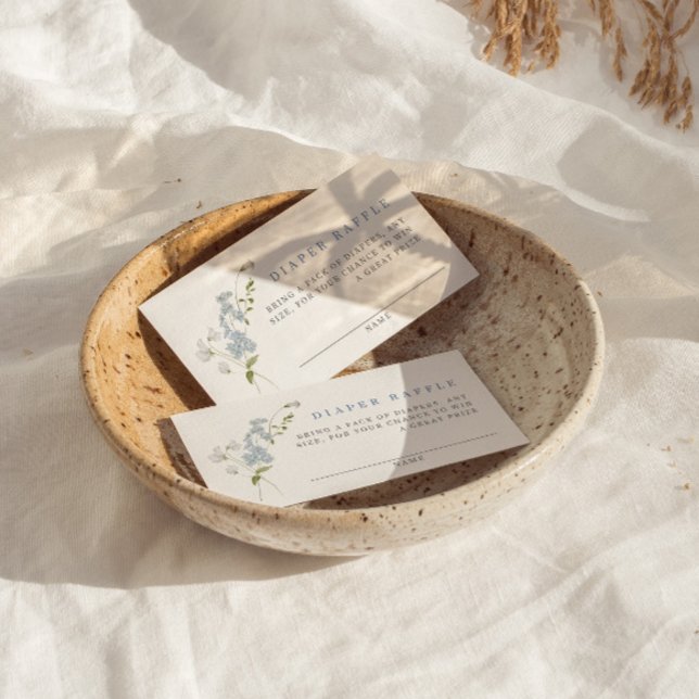 Carte D'accompagnement Délicat Baby shower Floral Bleu Raffle (Créateur téléchargé)
