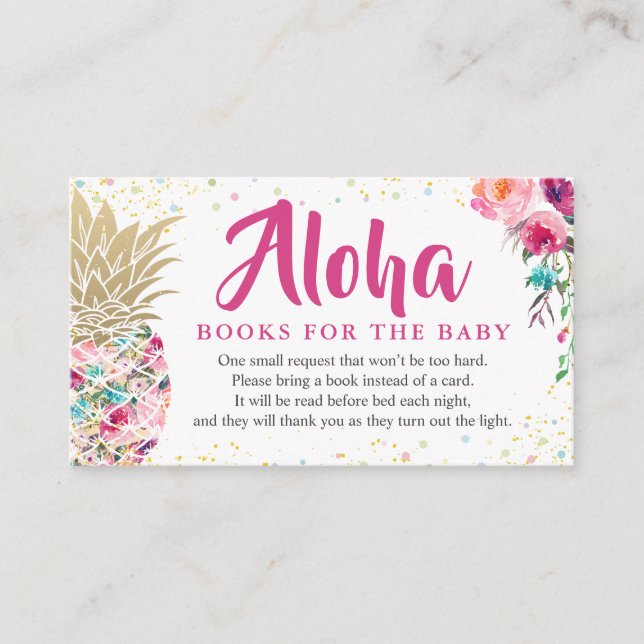 Carte D'accompagnement Demande de Baby shower Aloha Pink Pineappy (Devant)