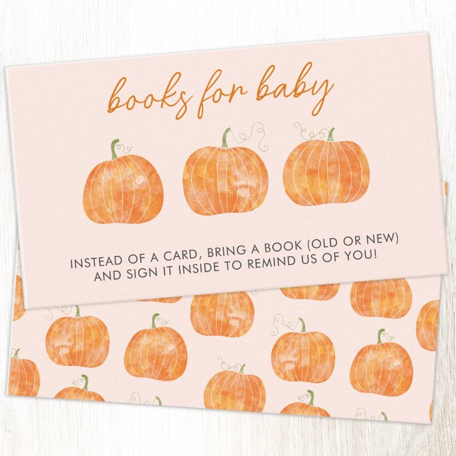 Carte D'accompagnement Demande de Baby shower citrouille (Pumpkin autumn fall themed personalized Books for Baby book request enclosure card)