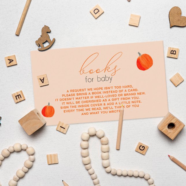 Carte D'accompagnement Demande de Baby shower d'automne Little Citrouille (Little Pumpkin Fall Baby Shower Book Request Enclosure Card)
