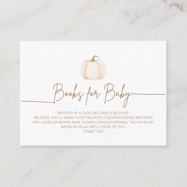 Carte D'accompagnement Demande de Baby shower d'automne un peu Citrouille (Devant)