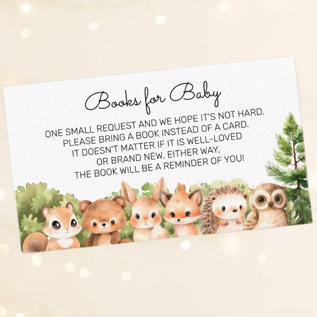 Carte D'accompagnement Demande de Baby shower de collecte de bois (Woodland Gathering Baby Shower Book Request Enclosure Card)