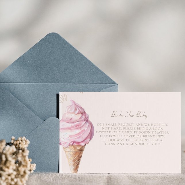 Carte D'accompagnement Demande de Baby shower de crème glacée rose mignon (Créateur téléchargé)