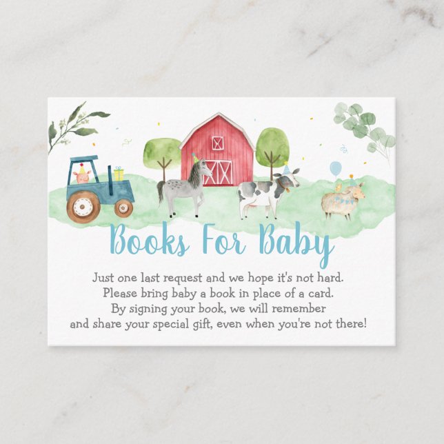 Carte D'accompagnement Demande de Baby shower de ferme verte (Devant)