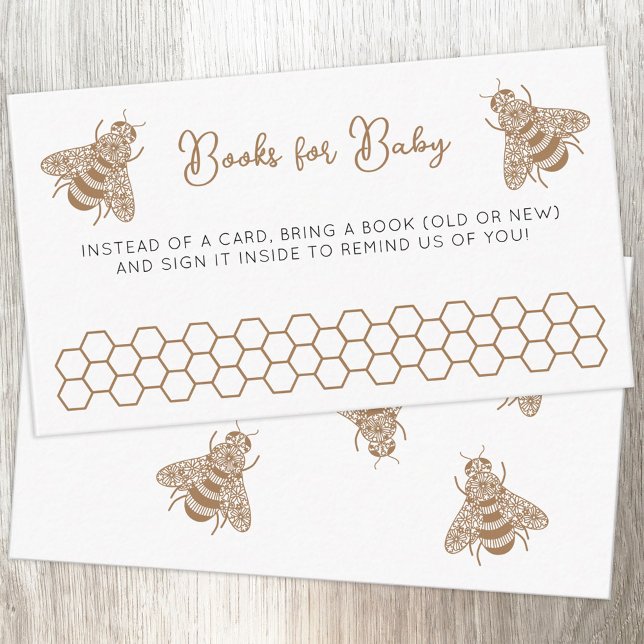 Carte D'accompagnement Demande de Baby shower de Honey Bee (Honey bee themed sweet Books for Baby baby shower book request enclosure cards)
