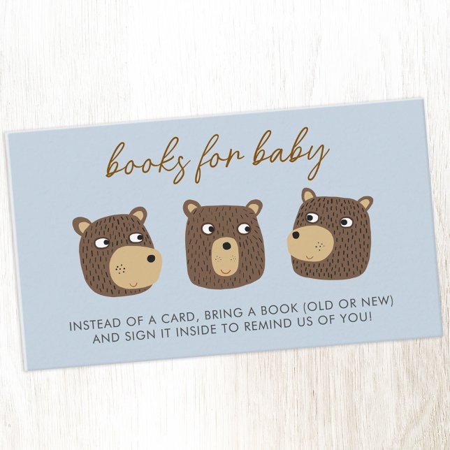 Carte D'accompagnement Demande de Baby shower de Little Bear Cub (Little bear cub Books for Baby baby shower book request enclosure card)