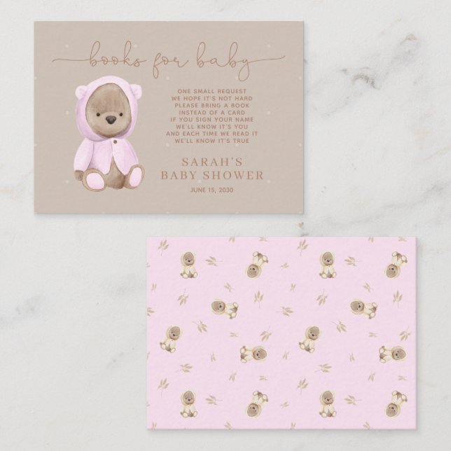 Carte D'accompagnement Demande de Baby shower de livre d'ours en peluche  (Devant / Derrière)