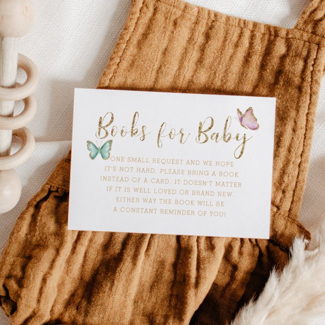 Carte D'accompagnement Demande de Baby shower de Papillon Or Sucré (Créateur téléchargé)