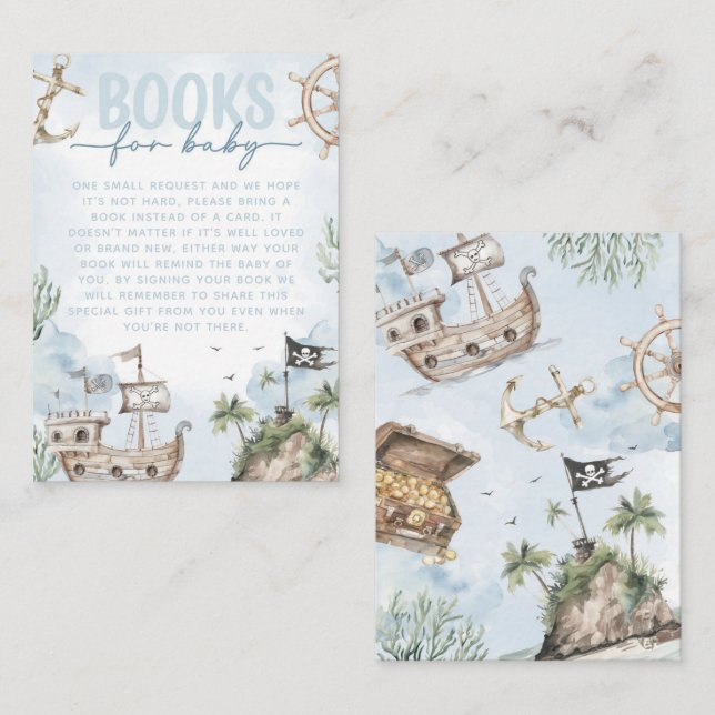 Carte D'accompagnement Demande de Baby shower de pirate nautique (Devant / Derrière)