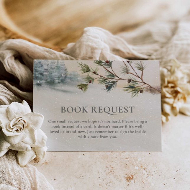 Carte D'accompagnement Demande de Baby shower d'hiver Woodland (Winter Forest Book Request Card)