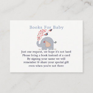 Carte D'accompagnement Demande de Baby shower Eléphant Bleu Cute