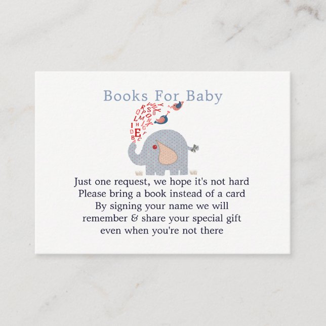 Carte D'accompagnement Demande de Baby shower Eléphant Bleu Cute (Devant)