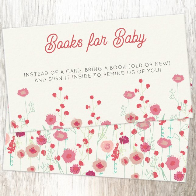 Carte D'accompagnement Demande de Baby shower fleur sauvage (Wildflower custom text baby shower book request enclosure card)