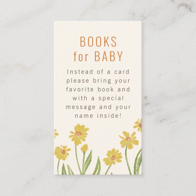 Carte D'accompagnement Demande de Baby shower Fleur sauvage Jaune (Devant)