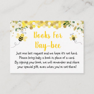 Carte D'accompagnement Demande de Baby shower Floral Bee Gold