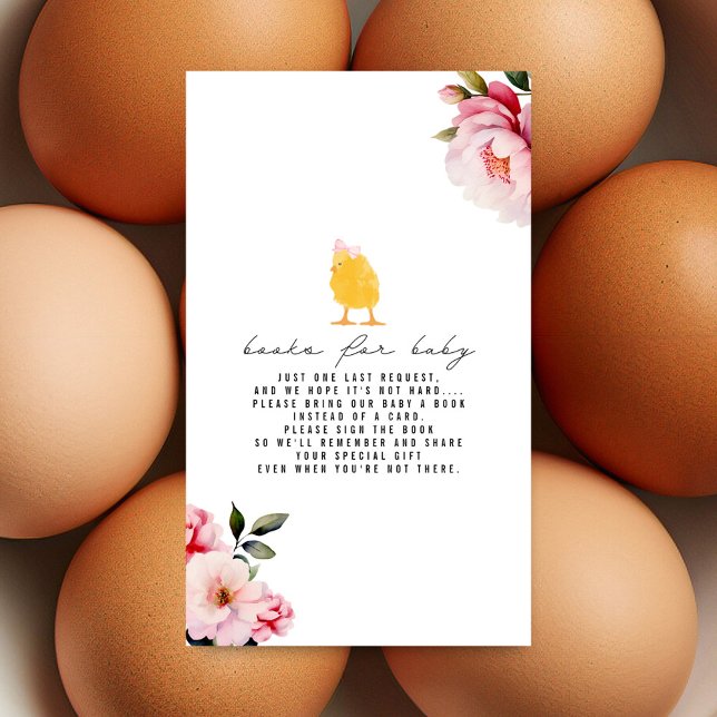 Carte D'accompagnement Demande de Baby shower Floral Chick Baby (Créateur téléchargé)