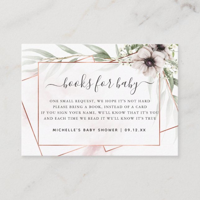 Carte D'accompagnement Demande de Baby shower géométrique Eucalyptus (Devant)