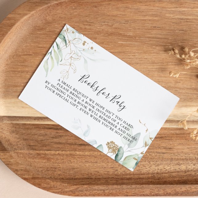 Carte D'accompagnement Demande de Baby shower Gold Eucalyptus (Créateur téléchargé)