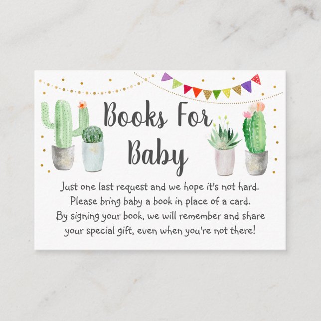 Carte D'accompagnement Demande de Baby shower Gold Fiesta Cactus (Devant)