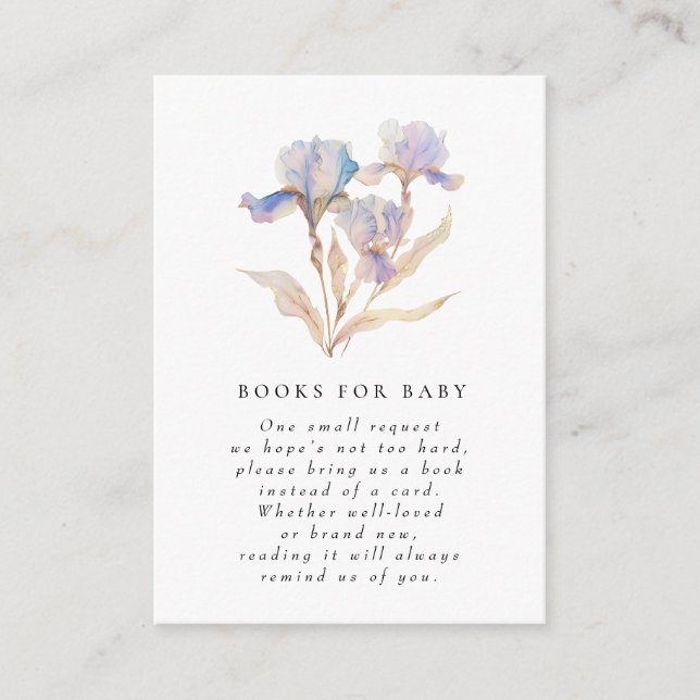 Carte D'accompagnement Demande de Baby shower Iris élégant (Devant)