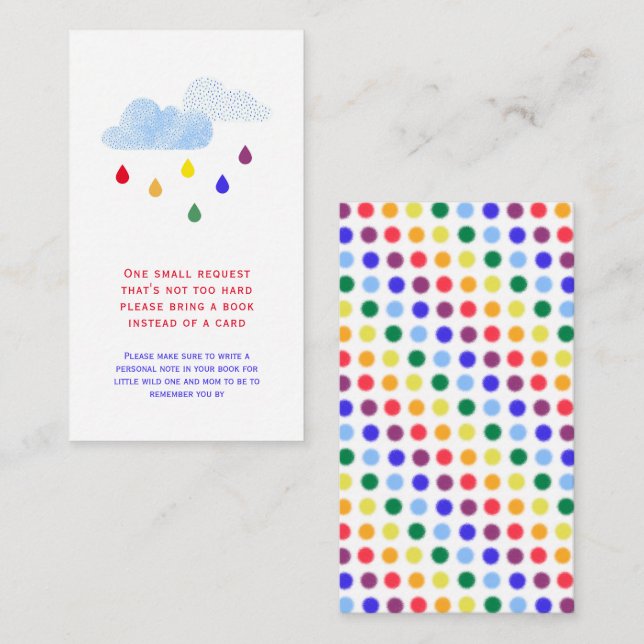 Carte D'accompagnement Demande de Baby shower Pois Rainbow (Devant / Derrière)