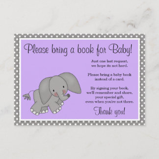 Carte D'accompagnement Demande de Baby shower pour fille Eléphant mignonn
