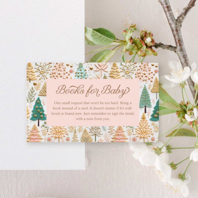 Carte D'accompagnement Demande de Baby shower pour fille rose d'hiver (Winter Girl Baby Shower Books for Baby Card )