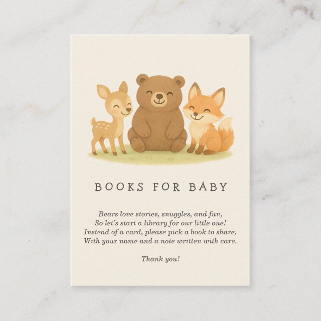 Carte D'accompagnement Demande de Baby shower pour les animaux de bois (Devant)