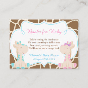 Carte D'accompagnement Demande de Baby shower pour un livre de Giraffe po