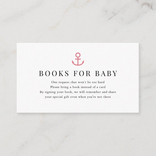 Carte D'accompagnement Demande de Baby shower rose Ancre (Devant)