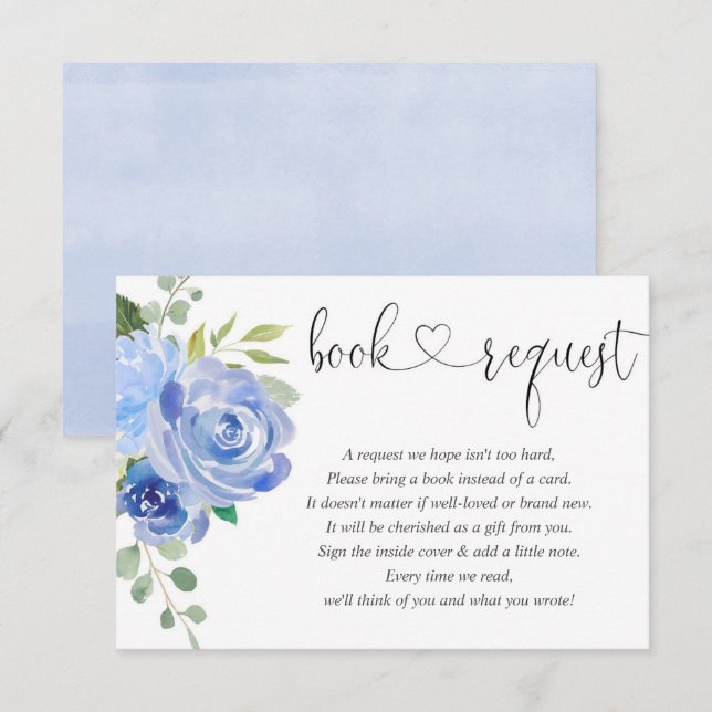 Carte D'accompagnement demande de carnet de baby showers, bleu marine bla (Devant / Derrière)