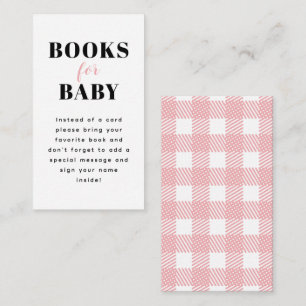 Carte D'accompagnement Demande de carnet de Baby showers En vichy rose