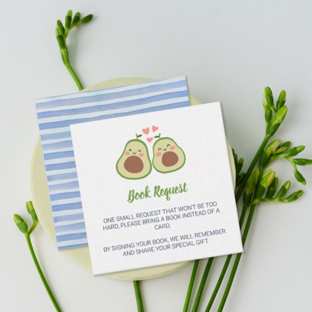 Carte D'accompagnement Demande de carnet de Baby showers neutres selon le (Avocado Gender Neutral Baby Shower Book Request Enclosure Card)