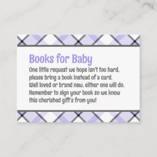 Carte D'accompagnement Demande de carnet de Baby showers Plaid Purple & B