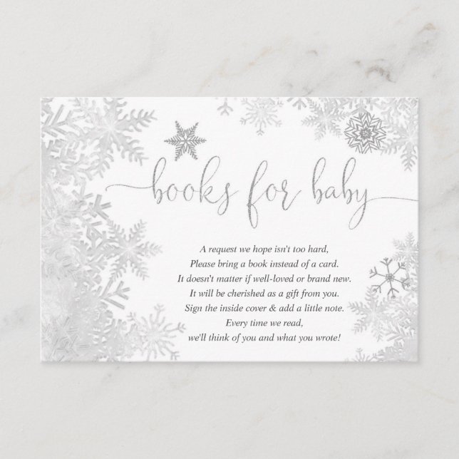 Carte D'accompagnement Demande de carnet de baby showers Snowflake sans d (Devant)